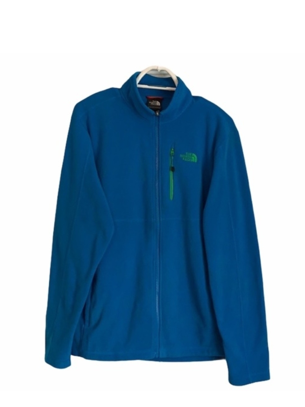The North Face Blue Full-Zip Fleece Jacket with Green Accent